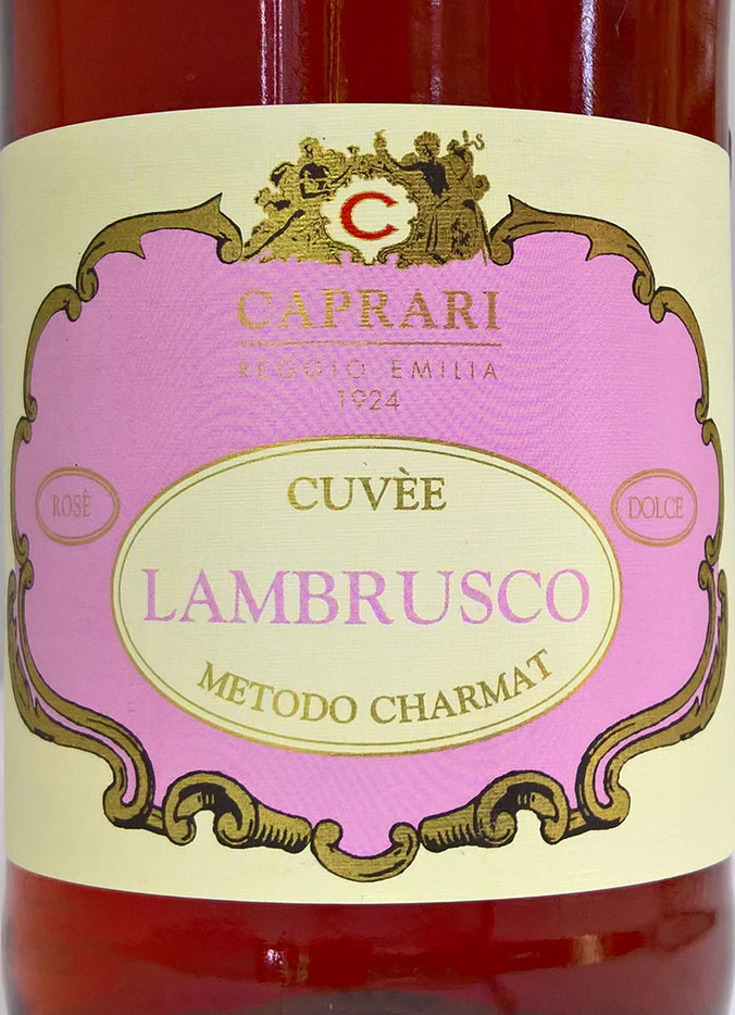 Этикетка Игристое вино Капрари Ламбруско Дель'Эмилия, розовое сладкое, 0.75 л