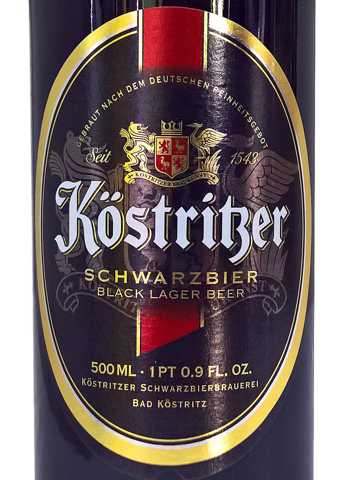 Этикетка Кёстритцер Шварцбир темное непастеризованное нефильтрованное 4,8% 0,5 бут.