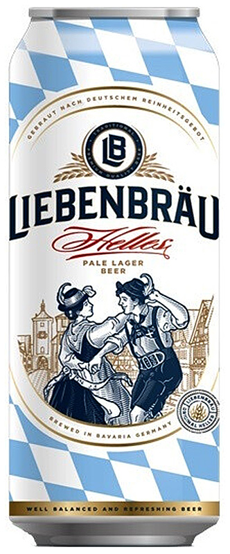 Пиво Либенброй Хель фильтрованное пастеризованное светлое креп 5,1%, емк 0,5л жб