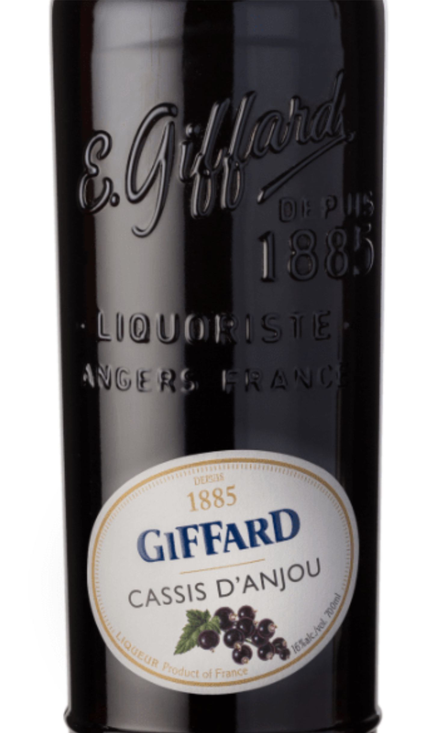 Этикетка Ликер десертный Черная смородина/Cassis d'Anjou (Blackcurrant) креп 16%, емк 0,7л
