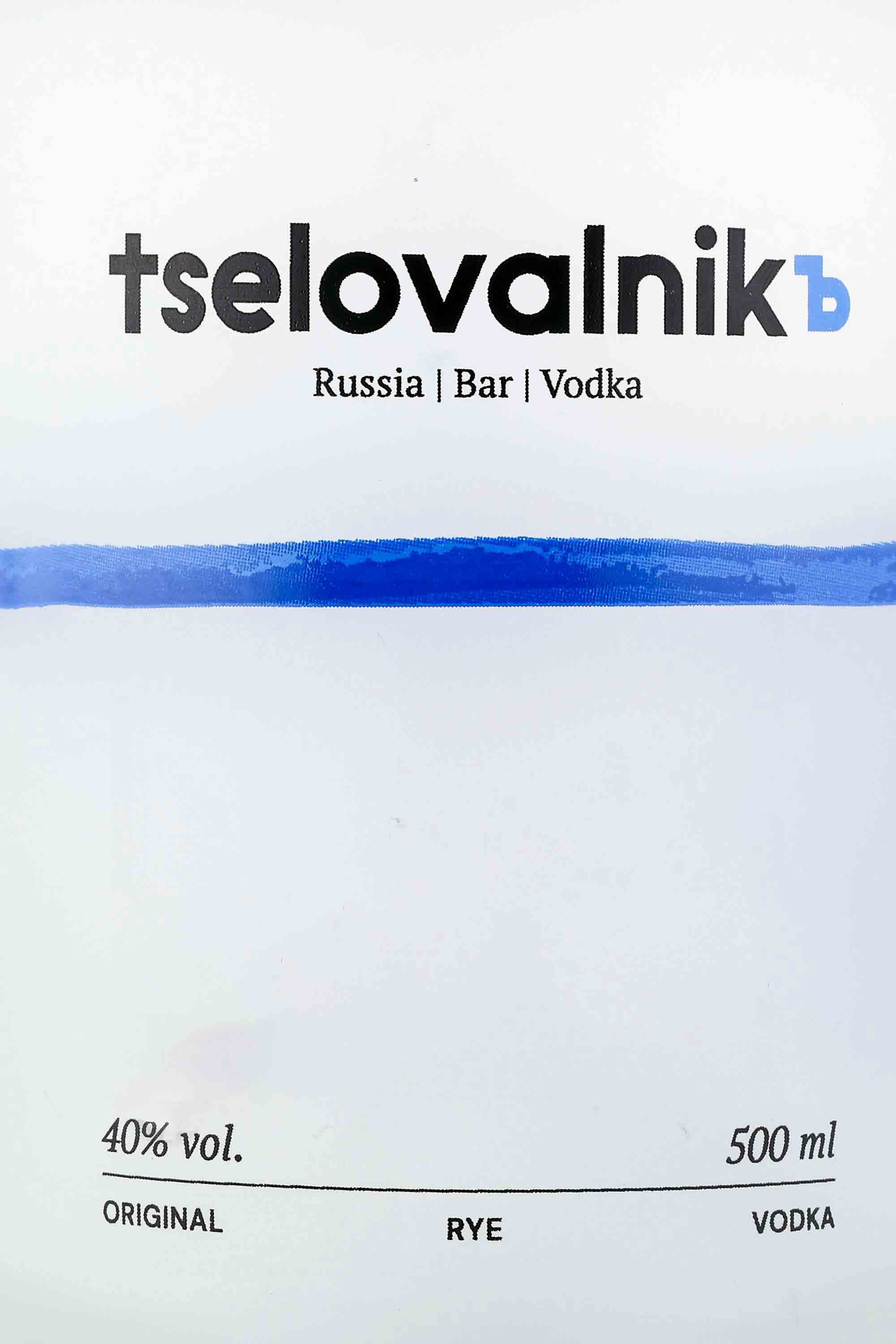Этикетка Водка особая "Tselovalnik" ("Целовальник")  креп 40%, емк 0,5л