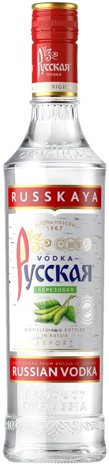 Водка особая "РУССКАЯ. БЕРЕЗОВАЯ" креп 38%, емк 0.5л