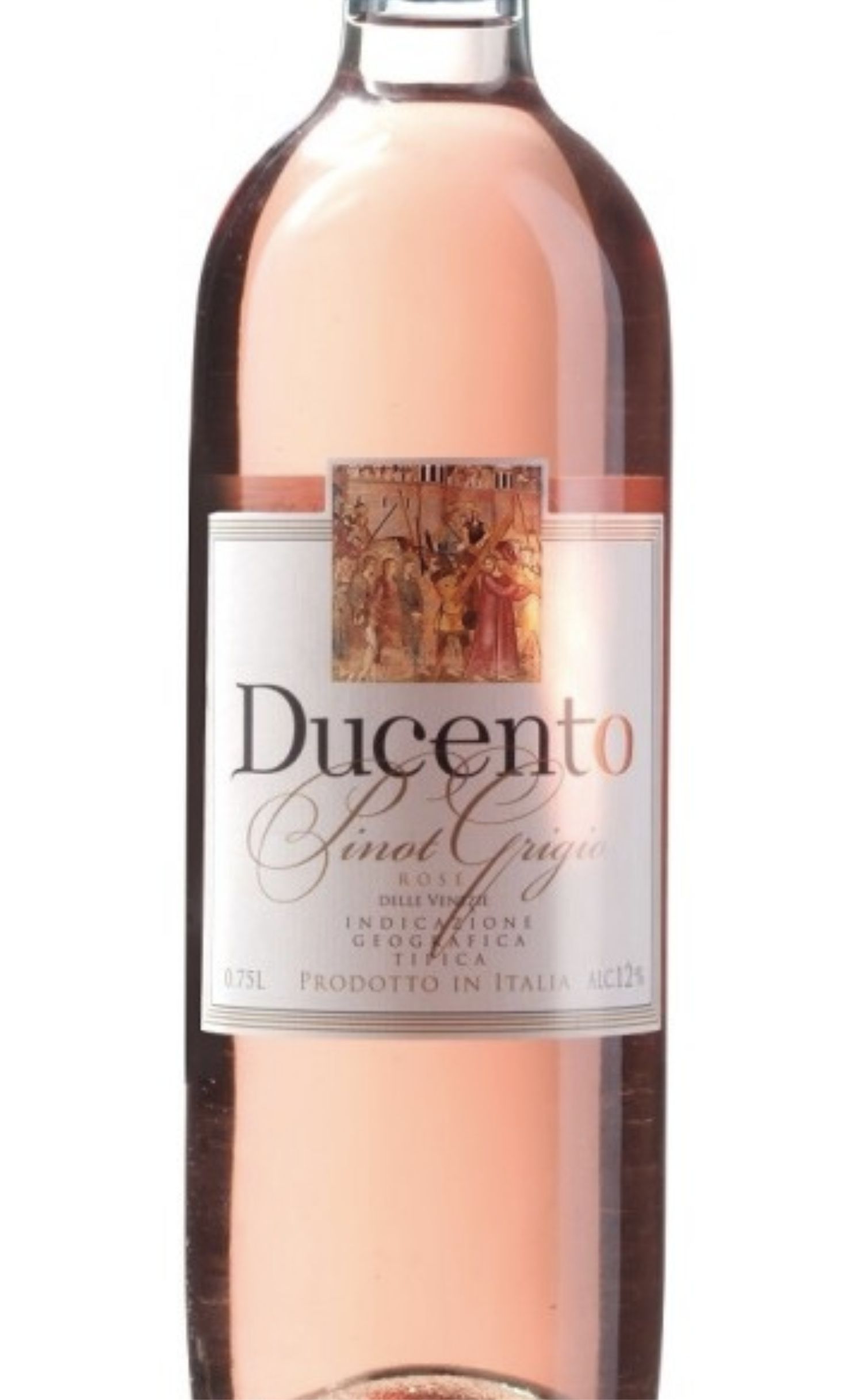 Этикетка Вино сухое розовое Пино Гриджо Розе. Дученто 2018г , в с/бут емк 0,75 л.