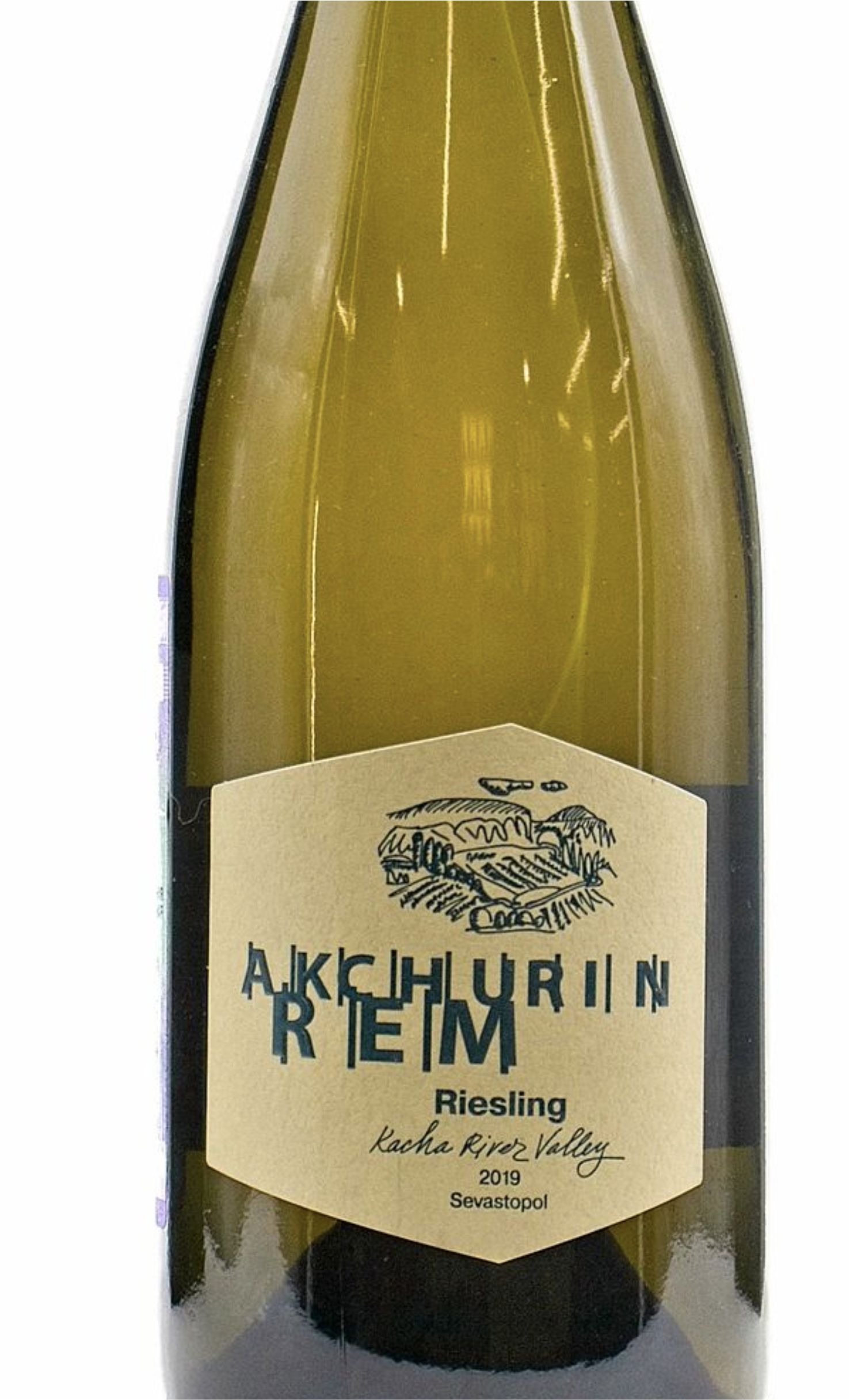 Этикетка Вино столовое сухое белое Рислинг REM AKCHURIN 2019 0,75л 12%