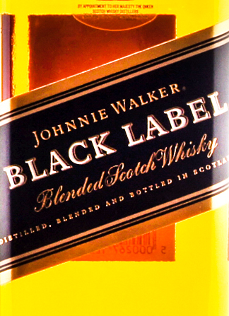 Этикетка Виски Джонни Уокер Блэк Лэйбл с 1 бокалом, 0.7 л