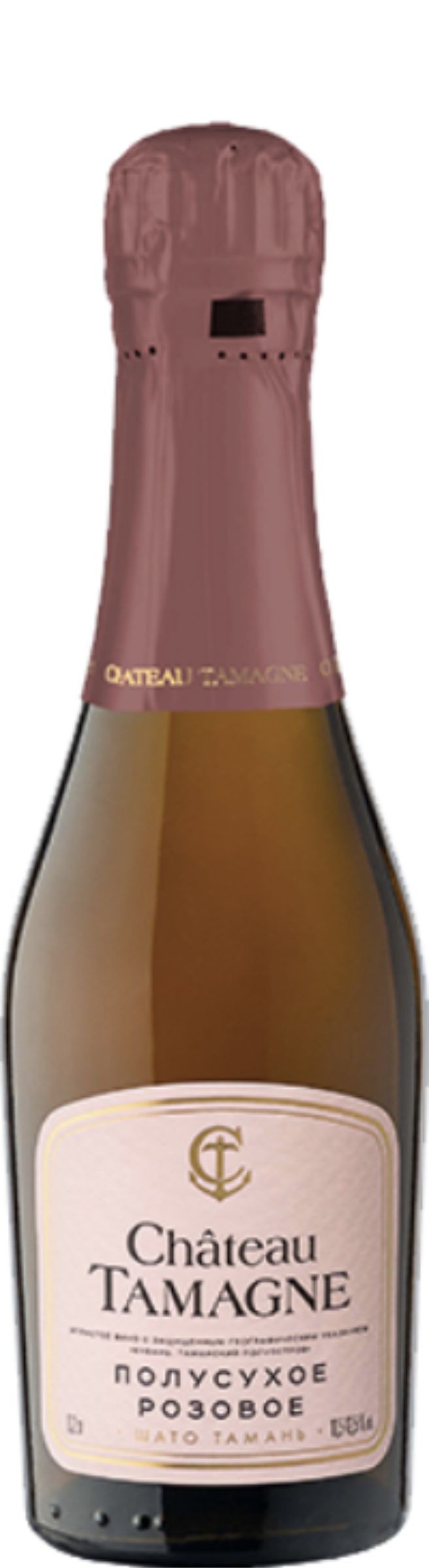 Игристое вино Шато Тамань "Роза Тамани", розовое полусухое, 0.2 л