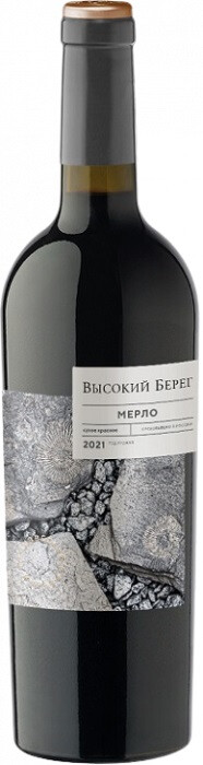 Российское вино Кубань сухое красное Высокий берег. Мерло 2020г  0,75л