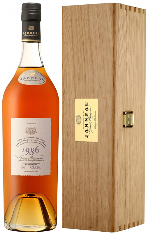 Бренди "Арманьяк Жанно Винтажная Коллекция", год урожая 1986, в деревянной п/у, креп. 43%,  емк 0,7л