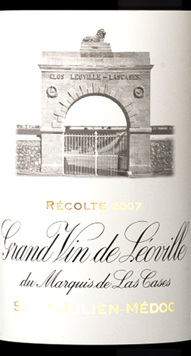 Этикетка ВИНО выдержанное "Шато Леовиль Лас Каз Гран Крю Классе. Сен-Жюльен" сухое красное 2007г креп. 13.5%, емк  0.75л.
