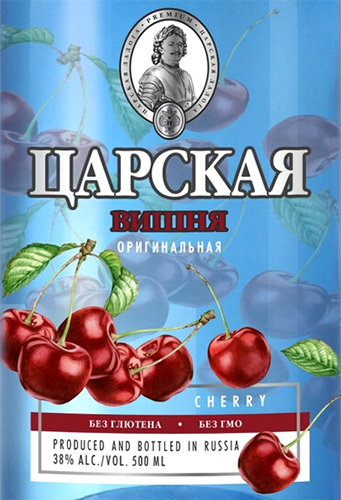 Этикетка Настойка горькая "ЦАРСКАЯ ОРИГИНАЛЬНАЯ ВИШНЯ (CZAR'S ORIGINAL CHERRY)" креп 38%, емк 0,5л