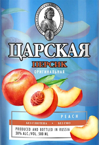 Этикетка Настойка горькая "ЦАРСКАЯ ОРИГИНАЛЬНАЯ ПЕРСИК (CZAR'S ORIGINAL PEACH)" креп 38%, емк 0,5л.