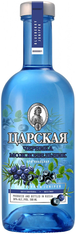Настойка горькая "ЦАРСКАЯ ОРИГИНАЛЬНАЯ ЧЕРНИКА МОЖЖЕВЕЛЬНИК (CZAR'S ORIGINAL BLUEBERRY JUNIPER)"  креп 38%, емк 0,5л