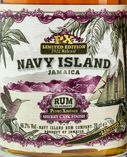 Этикетка Ром выдержанный "Нэйви Айленд Ямайка Педро Хименес Шерри Каск Финиш креп. 46%,  емк 0,7л п/у