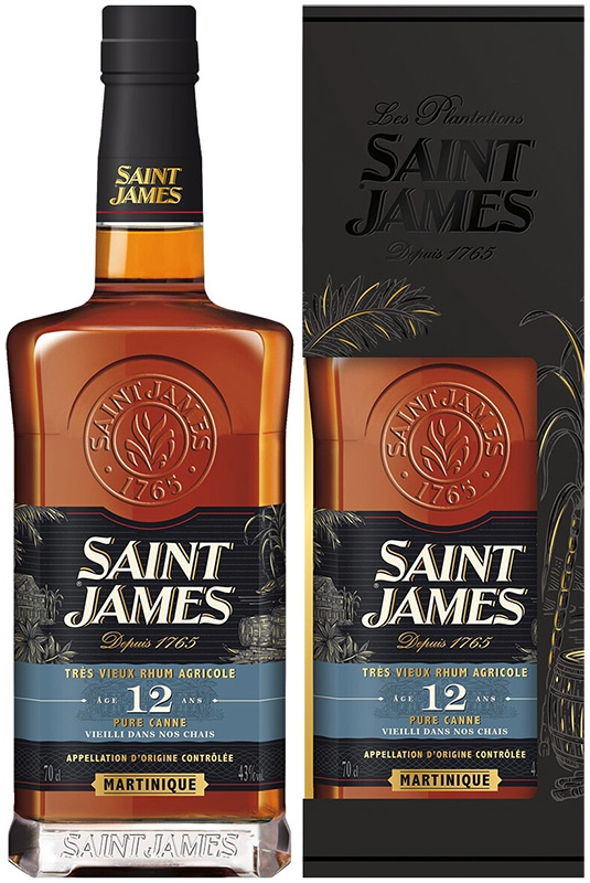 Ром выдержанный "Сент Джеймс Агриколь Тре Вьё 12-летний. Мартиника АОС" креп. 43%,   емк  0,7л п/у
