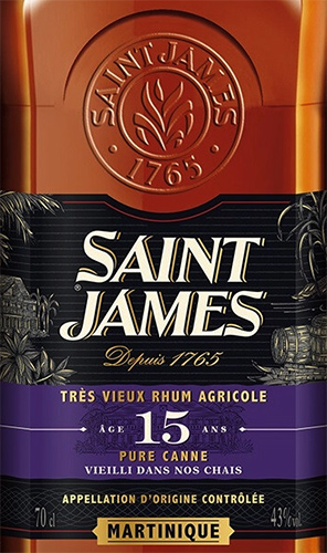 Этикетка Ром выдержанный "Сент Джеймс Агриколь Тре Вьё 15-летний. Мартиника АОС" креп. 43%,  емк 0,7л п/у