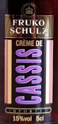 Этикетка ЛИКЕР десертный "ФРУКО ШУЛЬЦ КРЕМ ДЕ КАССИС" креп. 15%, емк 0.05л.