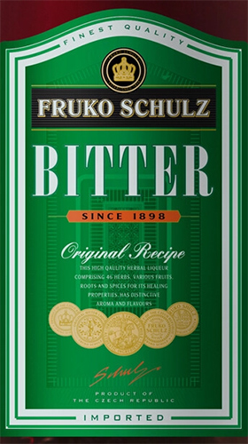Этикетка Настойка горькая "Фруко Шульц Биттер"  креп 35%, емк  0,05л
