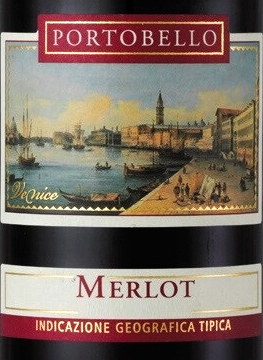 Этикетка ВИНО сортовое ординарное "Портобелло Мерло Тревенеция" 2021г полусладкое красное креп 11,5%, емк  0.75л.