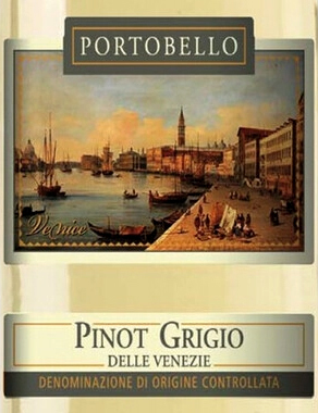 Этикетка ВИНО сортовое ординарное "Портобелло Пино Гриджио Делле Венеция" белое сухое креп 12%, емк 0,75л