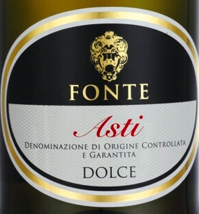 Этикетка ИГРИСТОЕ ВИНО "Асти Фонте"  2019г сладкое белое креп 7,5%, емк 0.75л.