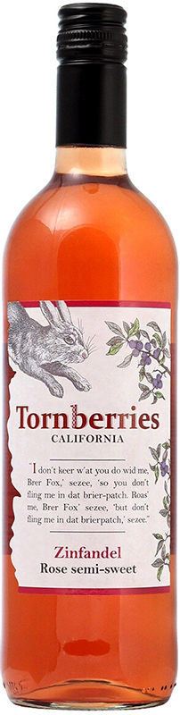 ВИНО сортовое ординарное "Торнберрис Зинфандель Розе" полусладкое розовое креп 11%, емк 0.75л.