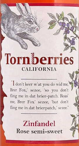 Этикетка ВИНО сортовое ординарное "Торнберрис Зинфандель Розе" полусладкое розовое креп 11%, емк 0.75л.