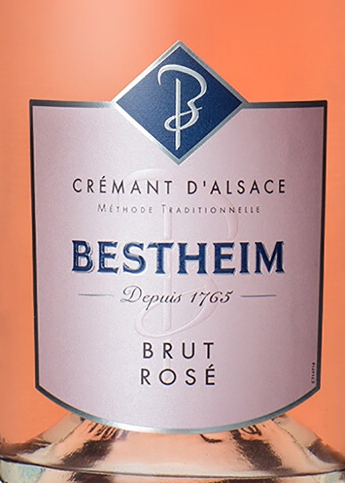 Этикетка Игристое вино выдержанное "Креман д' Эльзас Бестхайм Брют Розе" 2018г  брют розовое креп 12,5%, емк  0,75л