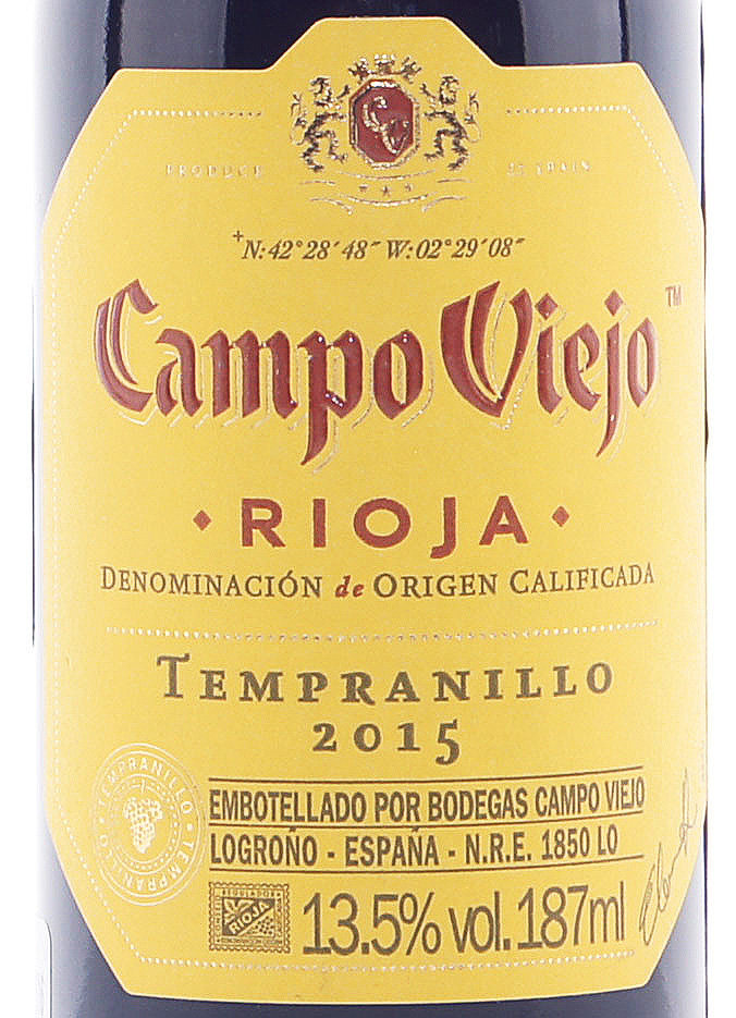 Этикетка Вино "Кампо Вьехо Темпранильо", сухое красное,  креп 13,5%, емк 0,187л