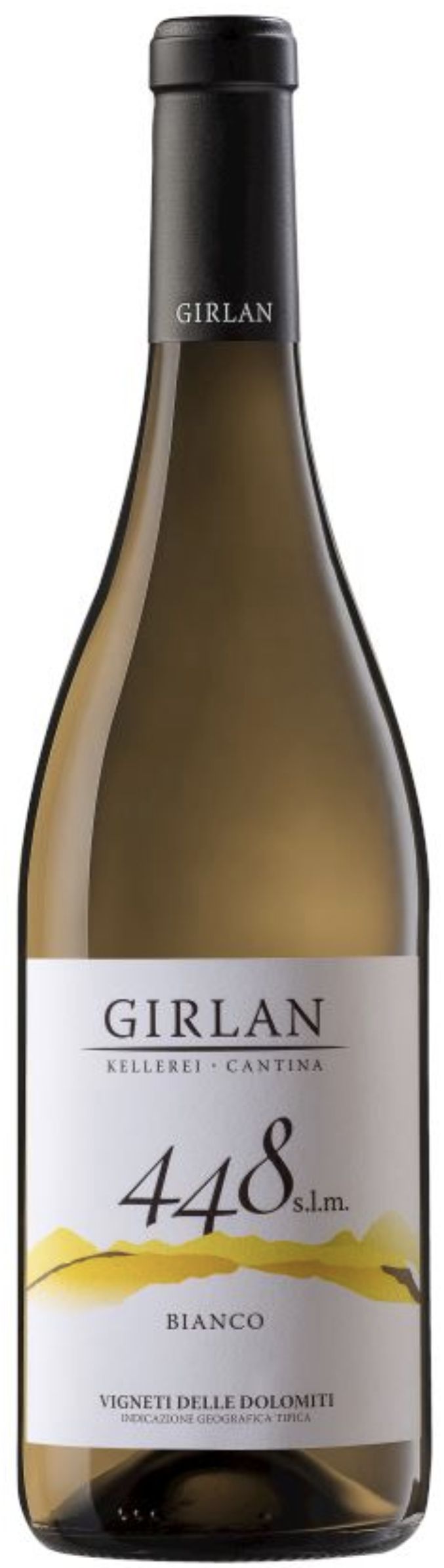 Вино с защищенным географическим указанием "448 с.л.м. Гирлан Бьянко" сухое белое, креп. 12,5%,  емк 0,75л