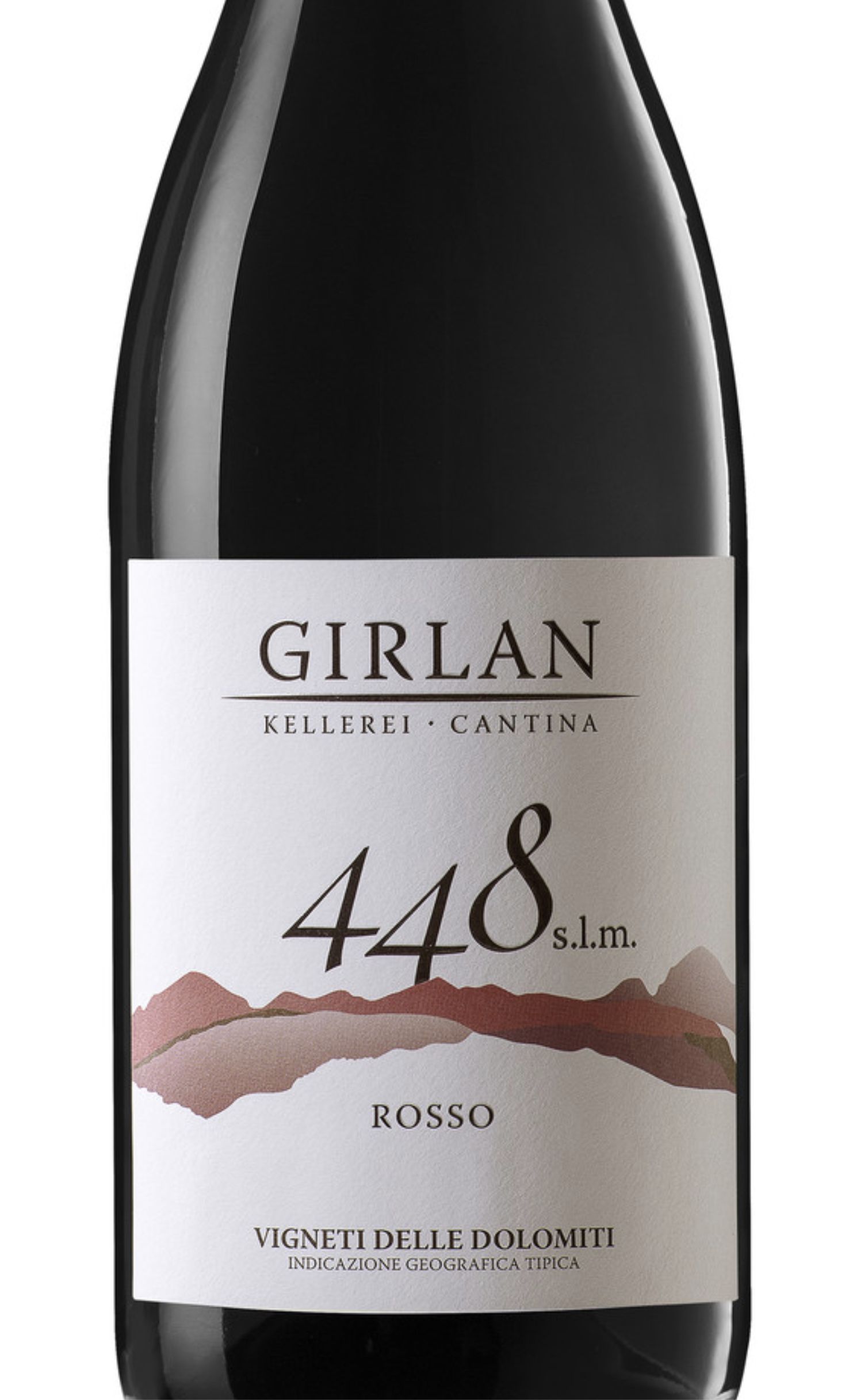 Этикетка Вино с защищенным географическим указанием "448 с.л.м. Гирлан Россо" сухое красное, креп. 13%,  емк 0,75л