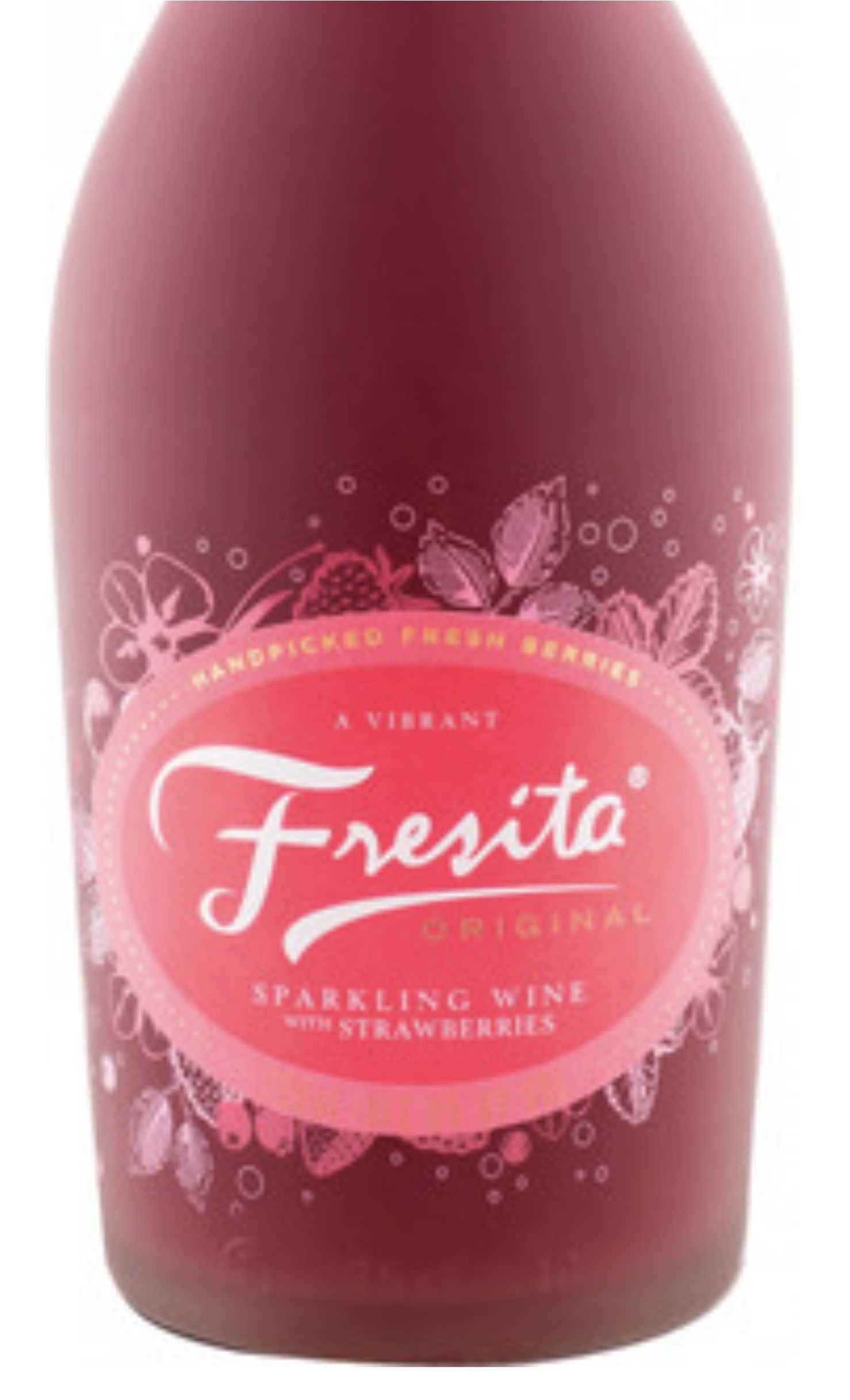 Этикетка Игристое вино Фрезита Клубника, розовое сладкое, 0.75 л