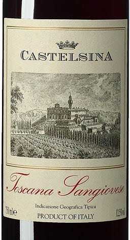 Этикетка Кастельсина Тоскана Санджовезе ИГТ 2013 0,75л Красное 12,5% Сухое Cantina Castelsina SA