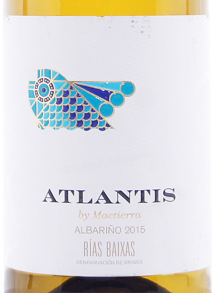 Этикетка Альбариньо Атлантис Винтае 2015 г. белое сухое 0,75 л.