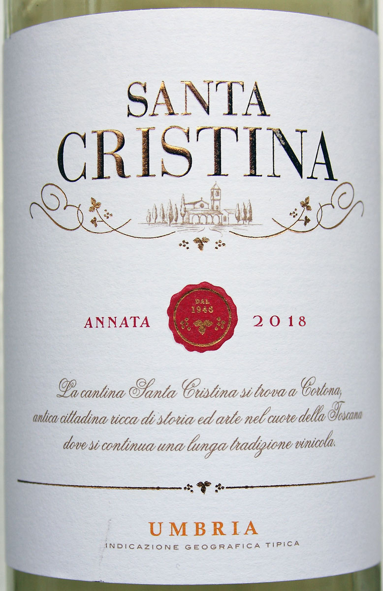 Этикетка ВИНО Санта Кристина Бьянко Умбрия ИГТ 2018 Белое сухое Cantine Santa Cristina Spa креп 12%, емк 0,75л