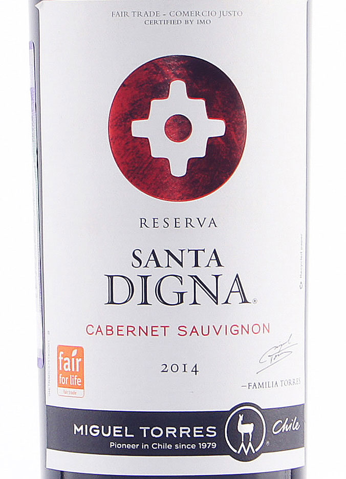 Этикетка Санта Дигна Каберне Совиньон 2014год красное сухое 0.75л.