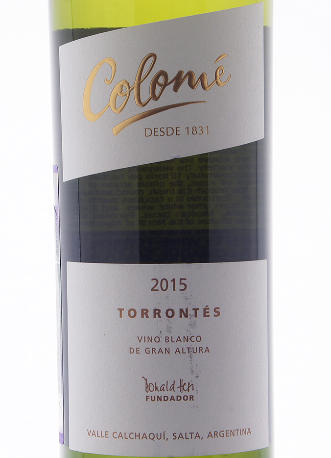 Этикетка Торронтес Коломе 2015 г. белое сухое 0,75 л.