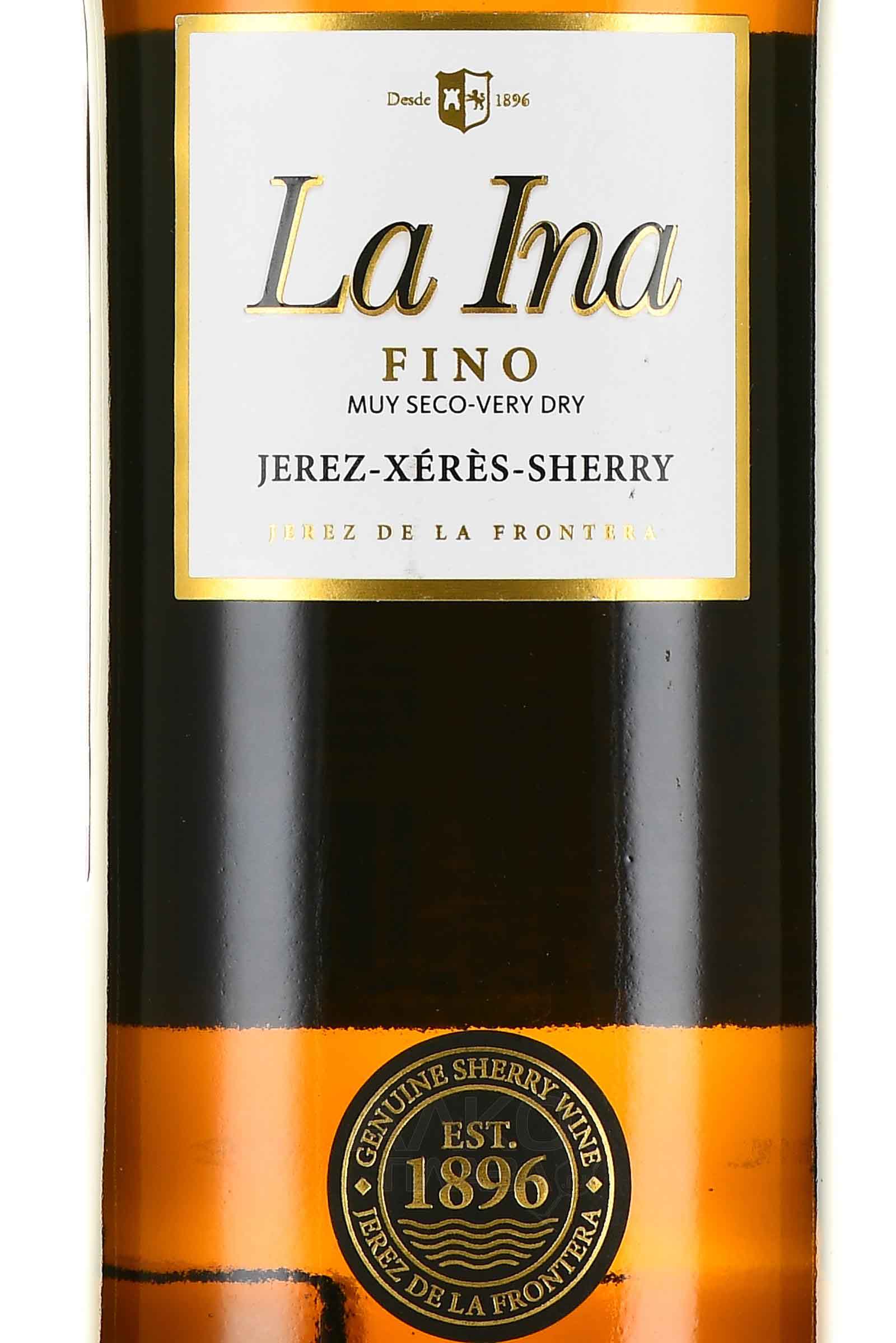 Этикетка Херес ""Ла Ина" Фино", крепленое (ликерное) вино креп 15%, емк  0,75л