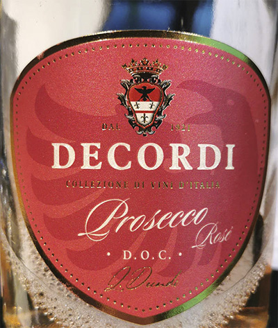 Этикетка Вино игристое с защищенным наименованием места происхождения брют розовое "Просекко “Декорди” Розе"  креп 11%, емк 0,75л