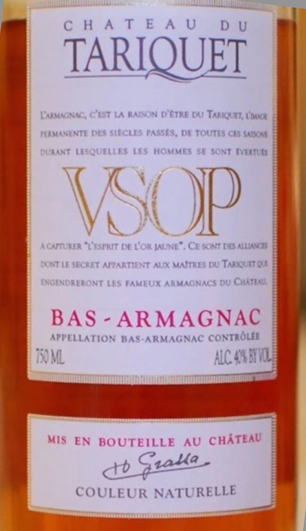 Этикетка Арманьяк "Баз-Арманьяк. Домэн Тарике VSOP" в дер. коробке бут. 2,5л