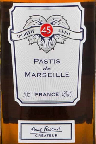 Этикетка Спиртной напиток "Пастис де Марсель Рикар", креп 45% , емк0,7л