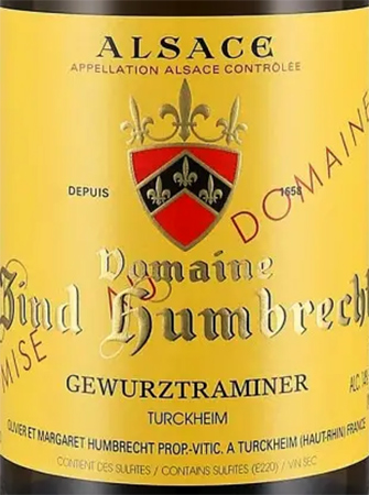 Этикетка Вино сортовое ординарное белое сухое "Зинд-Умбрешт Гевюрцтраминер Тюркхайм"  креп 13.0%, емк  0.75 л