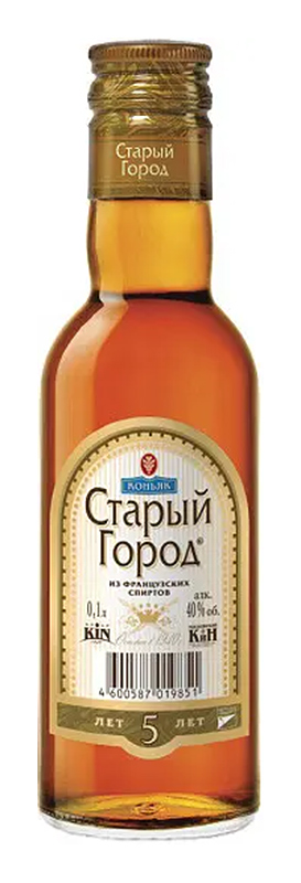 КОНЬЯК пятилетний "Старый город" креп 40%, емк 0.1л.
