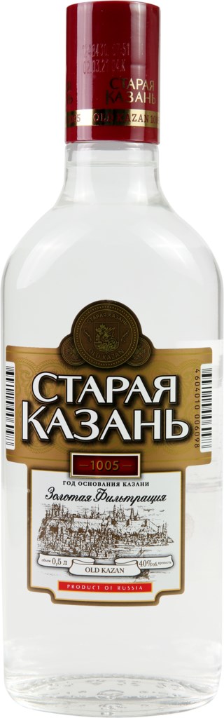 Водка "СТАРАЯ КАЗАНЬ ЛЮКС" золотая фильтрация креп 40%, емк 0.5 л