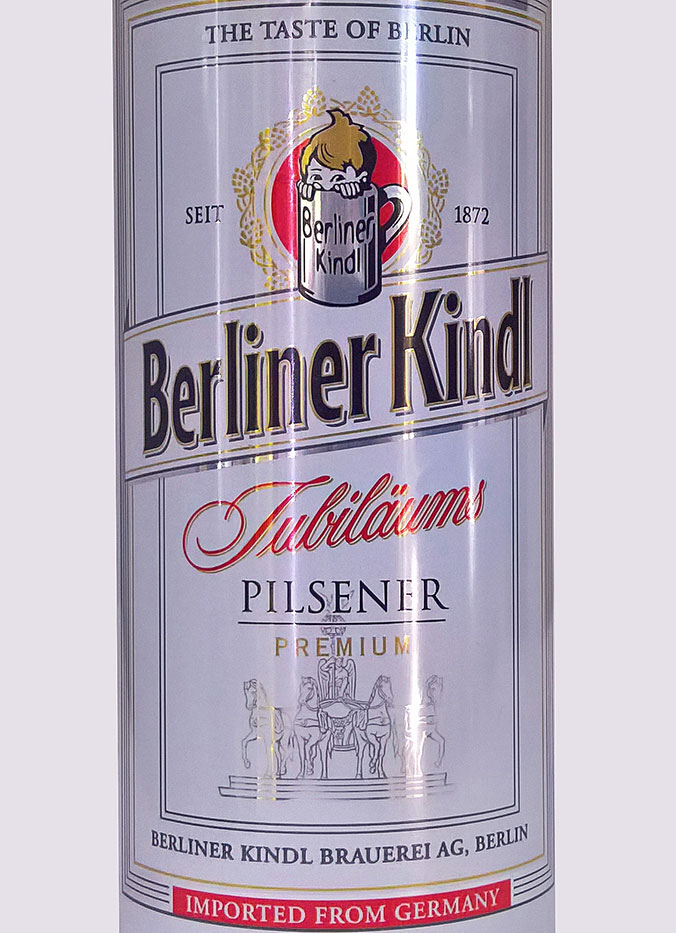 Этикетка Берлинер Киндл Юбилейное Пилснер пиво светлое фильтрованное пастеризованное 0,5 бан
