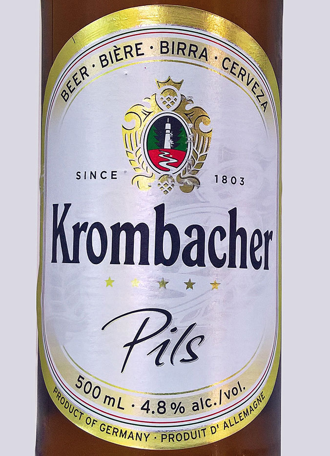Этикетка Кромбахер Пилс пиво светлое фильтрованное пастеризованное 0,5 л бут (а)