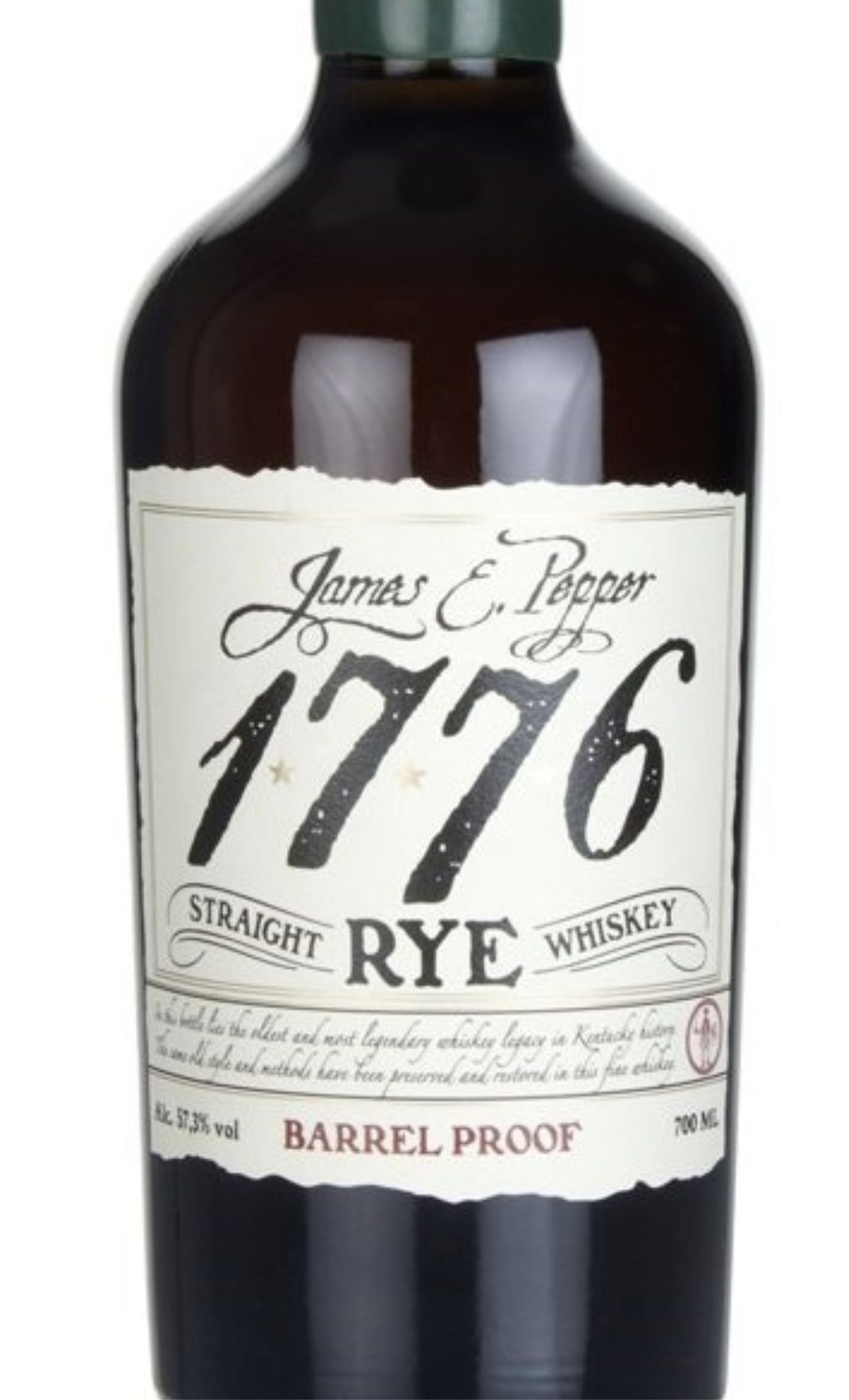 Этикетка Виски Джеймс И. Пеппер, "1776" Стрейт Рай Баррель Пруф, 0.7 л