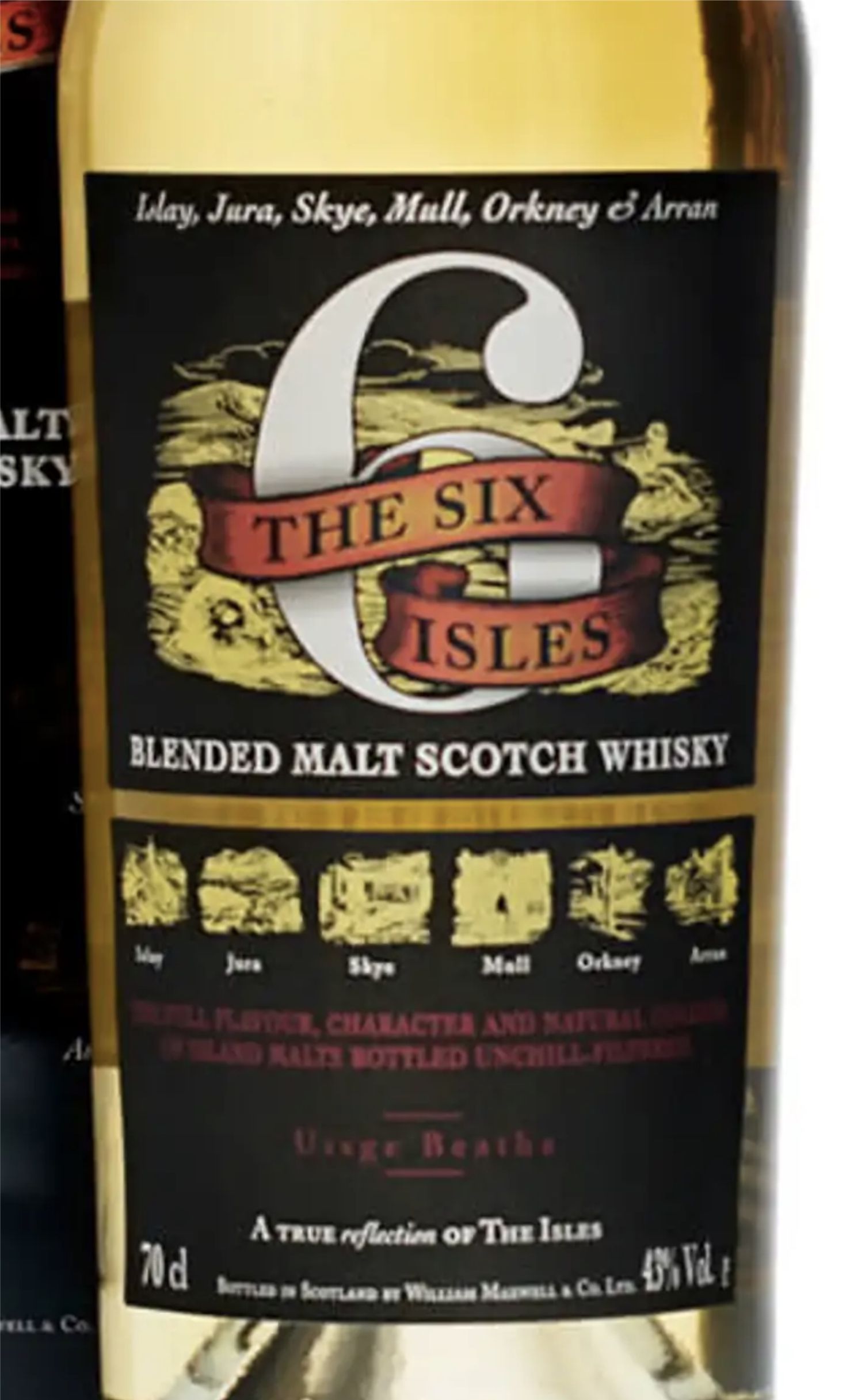 Этикетка Сикс Айлас/Whisky The Six Isles Blended Malt 0,7 л, в подарочной упаковке