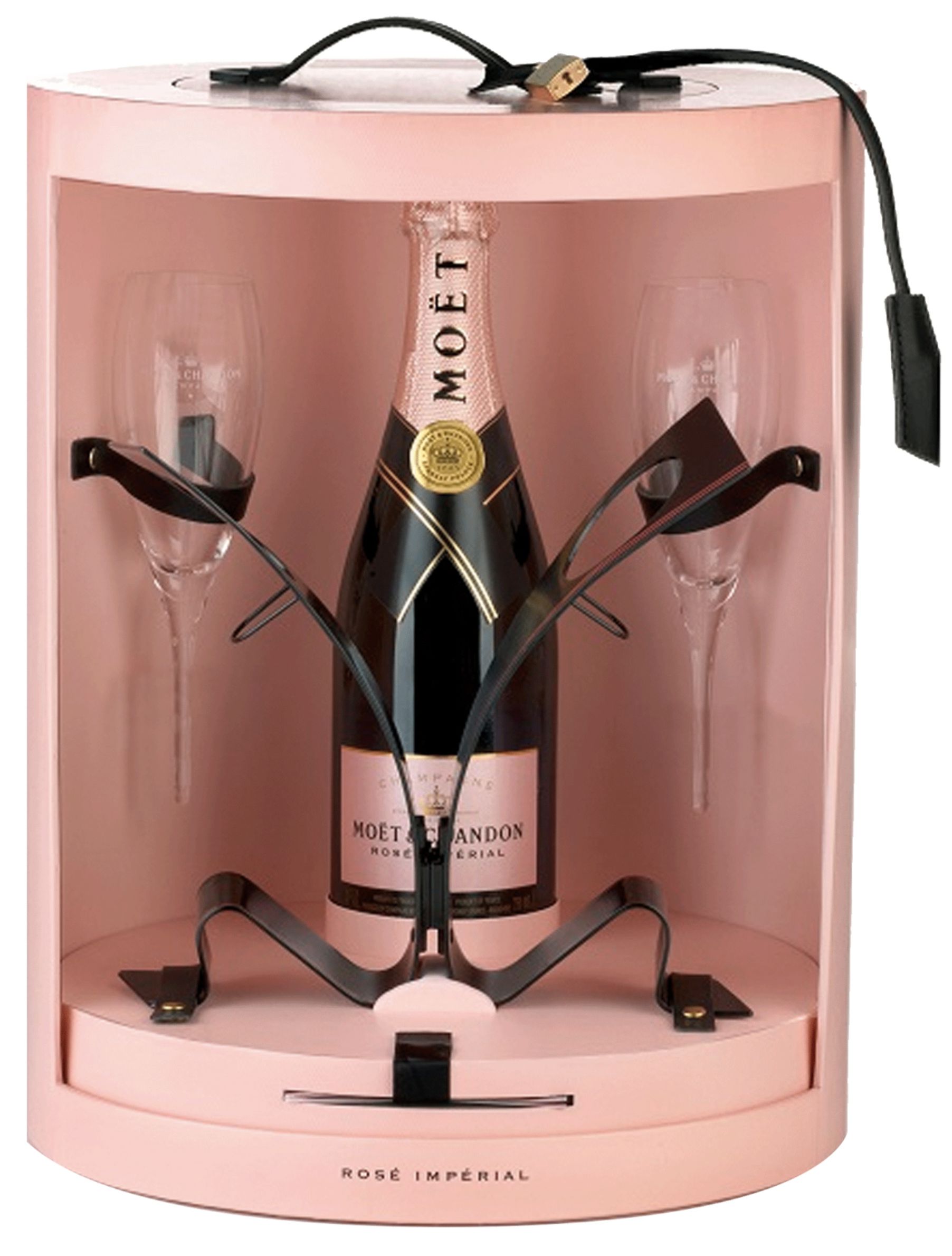Шампанское Моэт и Шандон Розе Империаль Блэк Тай с 2 бокалами, брют розовое, 0.75 л