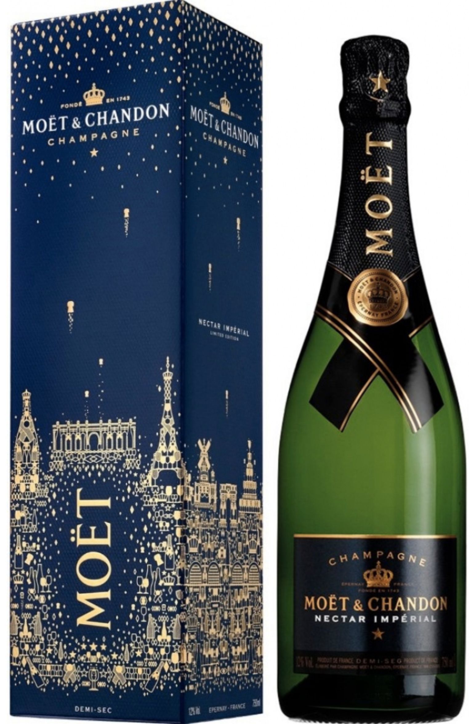 Шампанское Моэт и Шандон Нектар Империал "Новогодняя версия", белое полусухое, 0.75 л