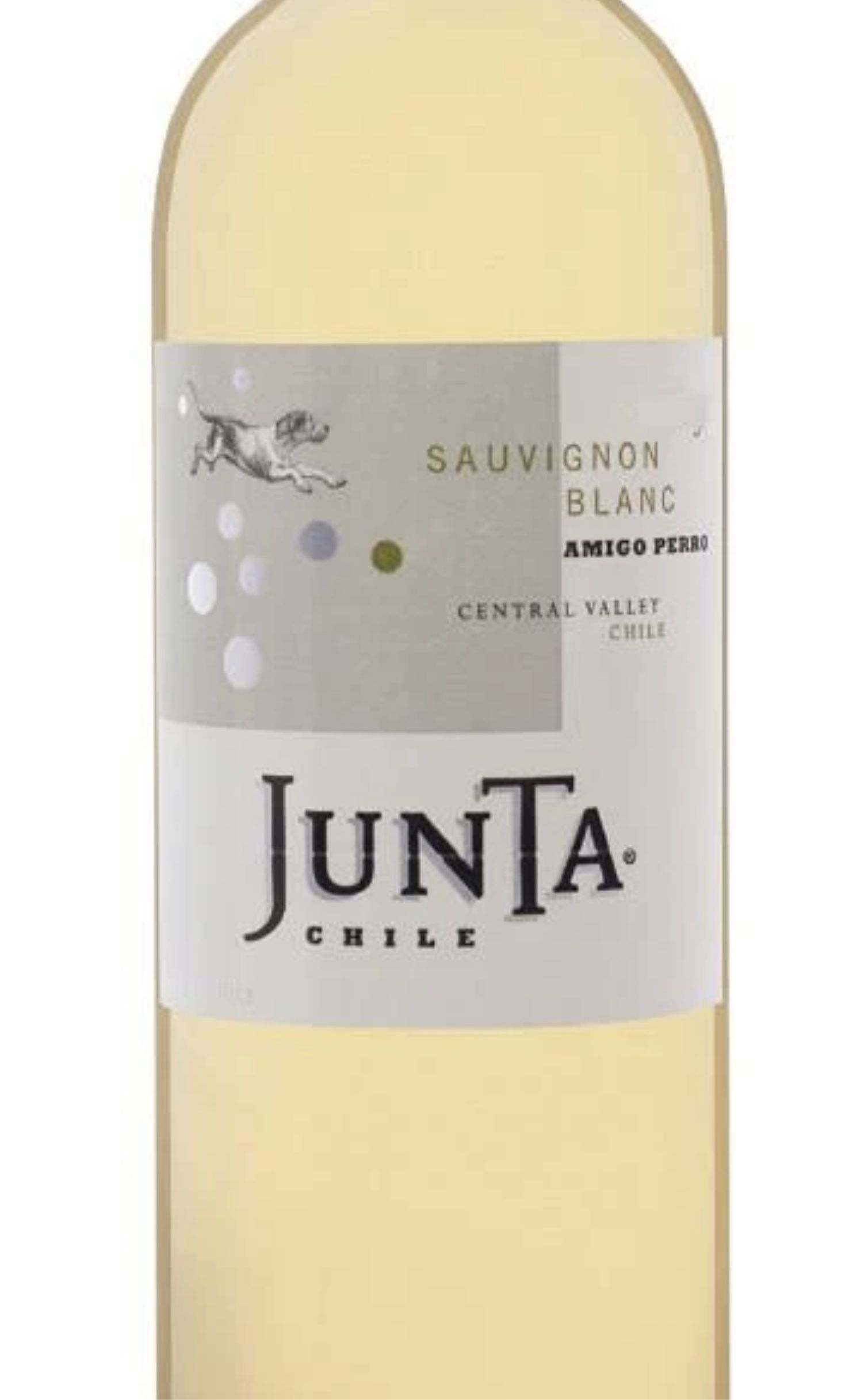 Этикетка ВИНО защищен. географ. указ. рег. Центральная долина Junta Amigo Perro Sauvignon Blanc / Хунта Амиго Перро Совиньон Бла